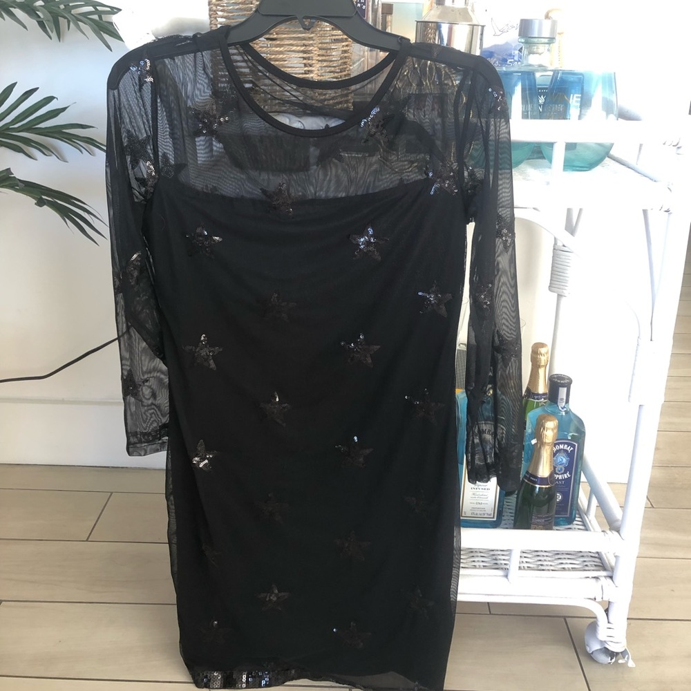 Black sequin Star shift dress